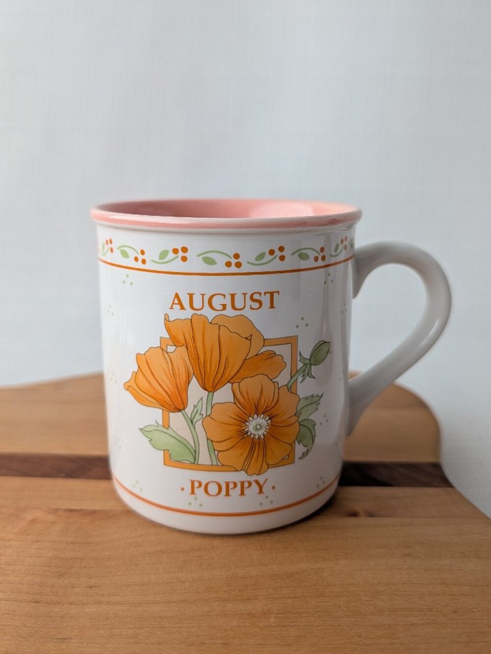 August Birthday Poppy Coffee Mug | Vintage Papel Flower Of The Month